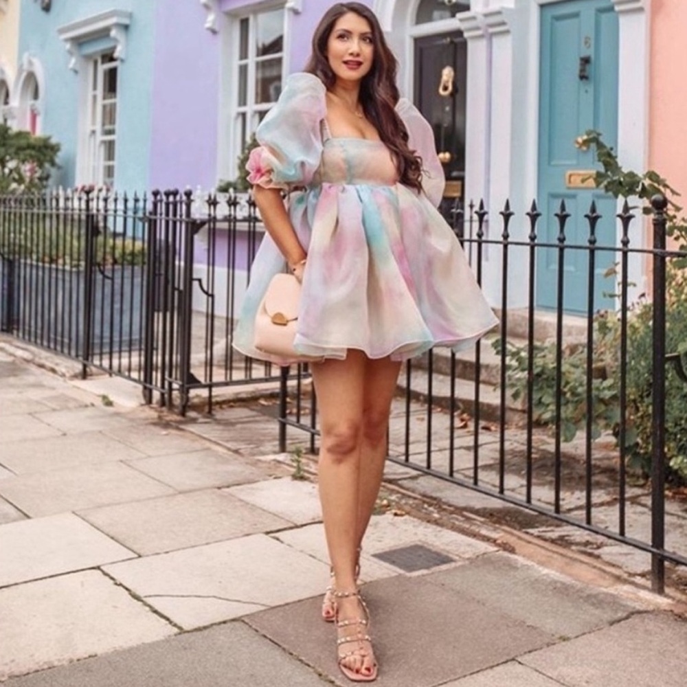 NWT Selkie The Rainbow Puff Mini Dress